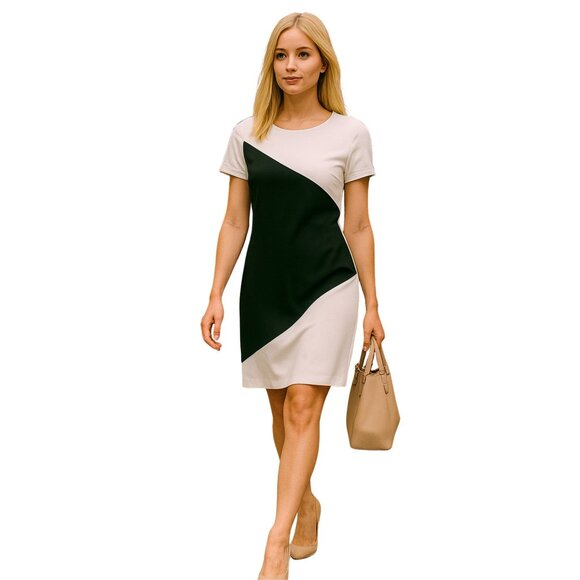 🌸 Elegant Tommy Hilfiger Dress – Black & Ivory – Size 8 – EUC - Picture 1 of 4